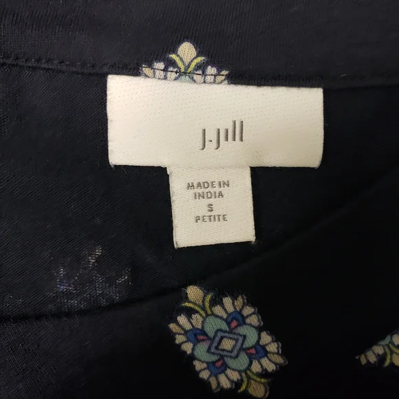 J. Jill Halter Neckline Sleeveless Tunic Navy Tile Print Size Small Petite - Picture 6 of 8